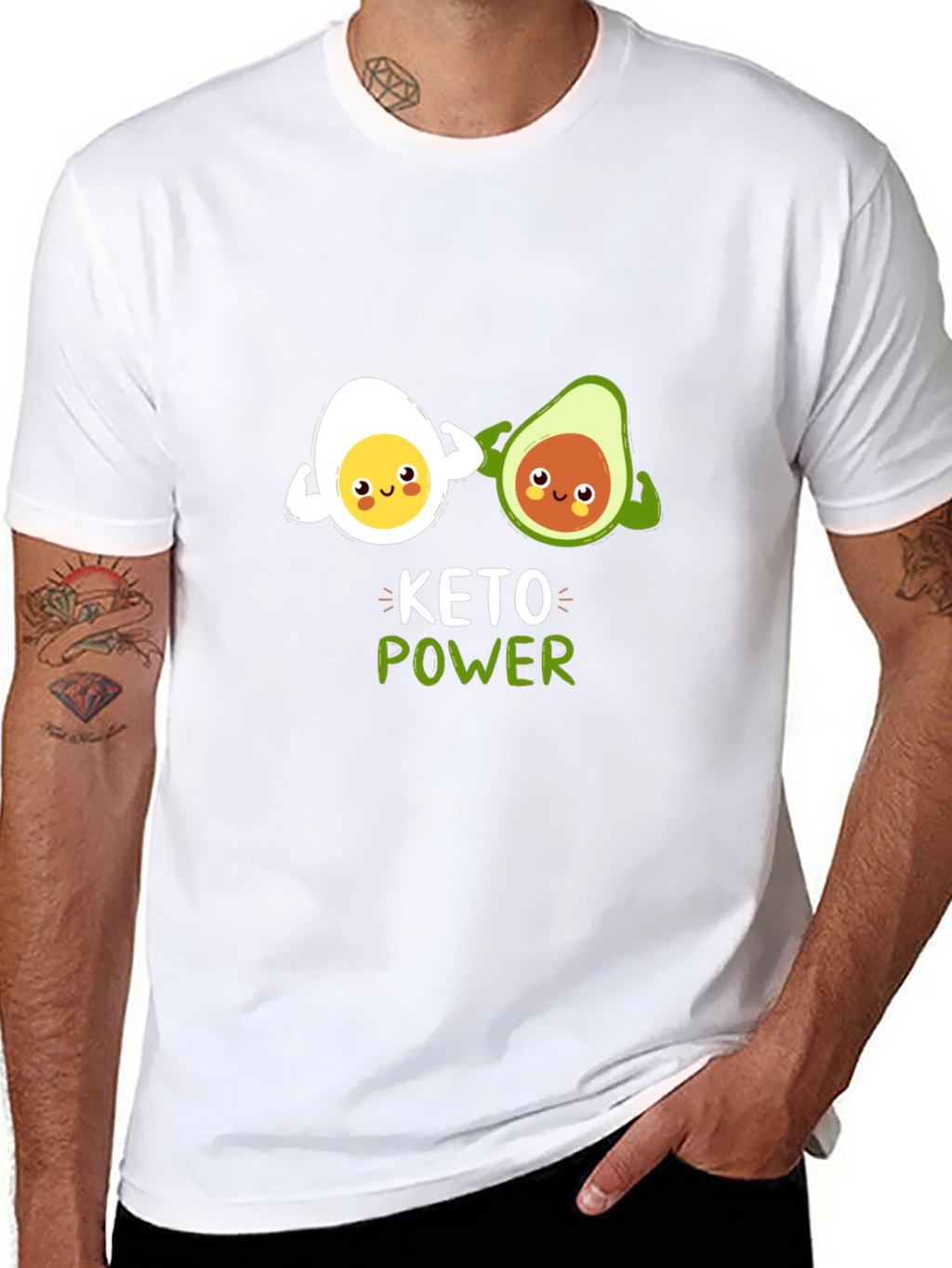 Keto Power T-Shirt Funny Egg and Avocado Gym Tee