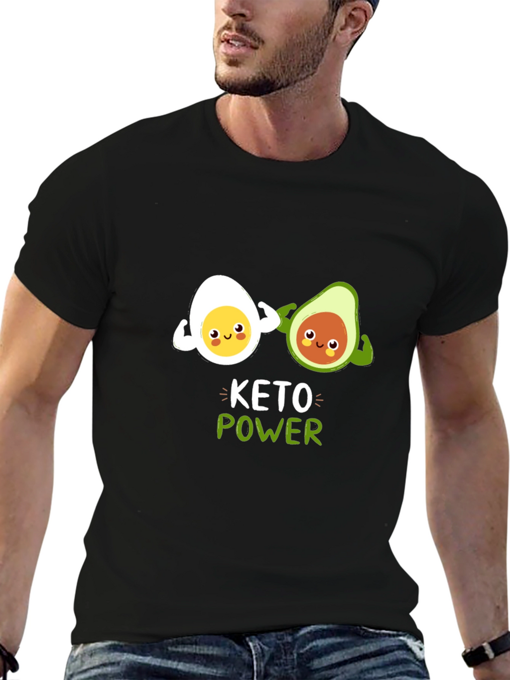 Keto Power T-Shirt Funny Egg and Avocado Gym Tee
