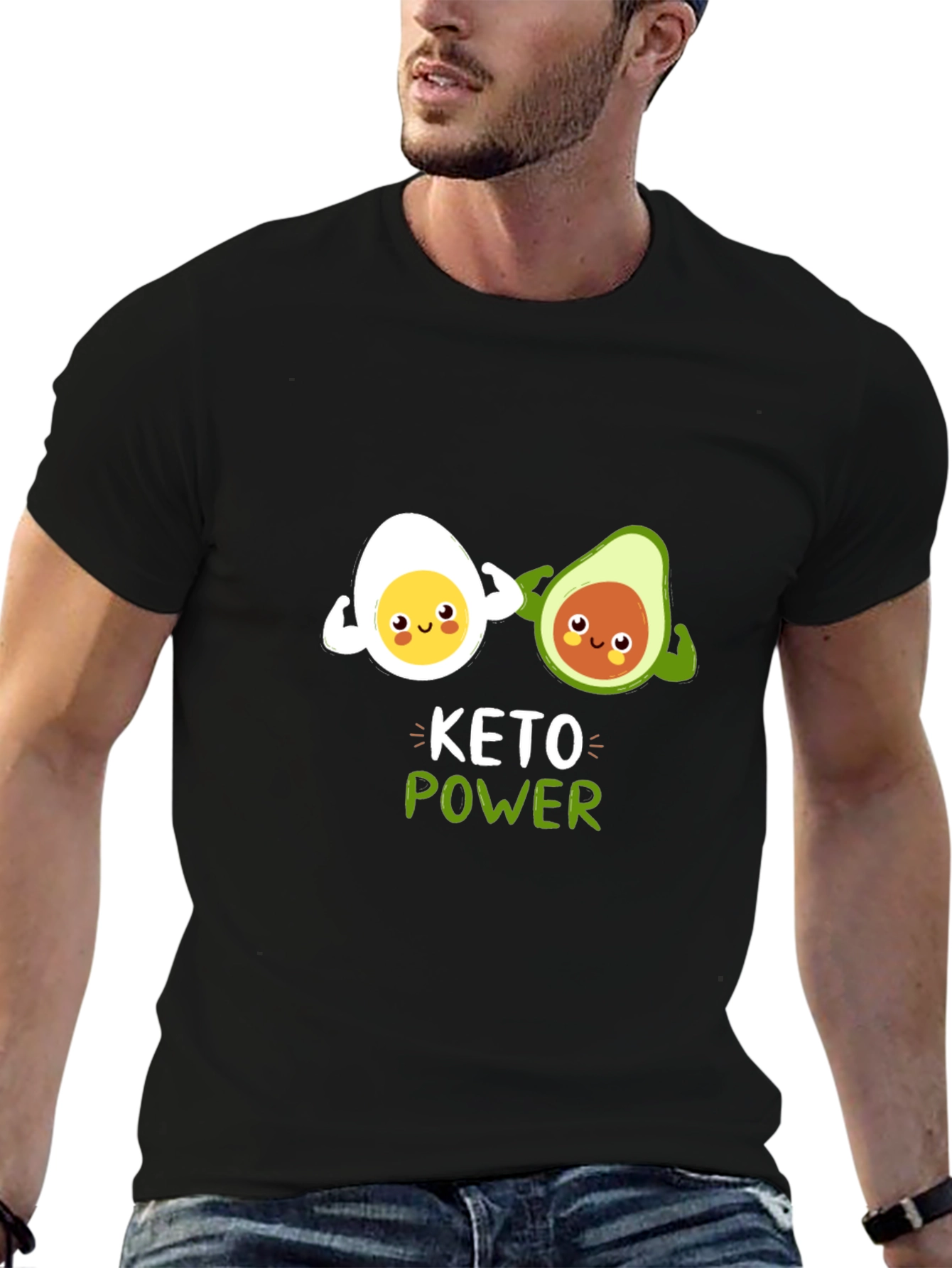 Keto Power T-Shirt Funny Egg and Avocado Gym Tee