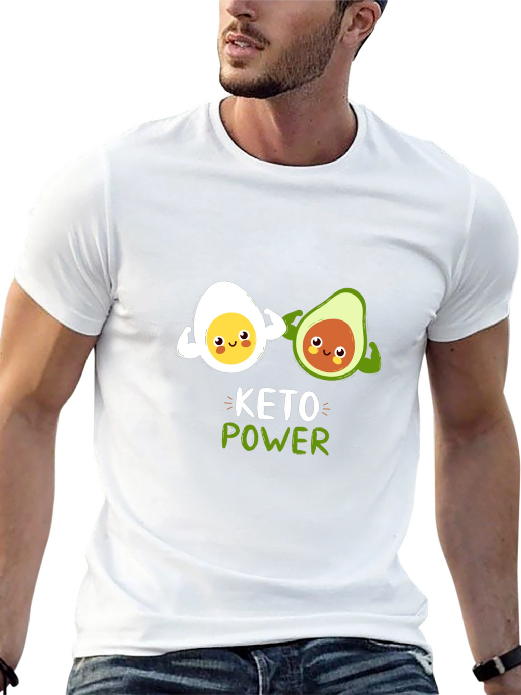 Keto Power T-Shirt Funny Egg and Avocado Gym Tee