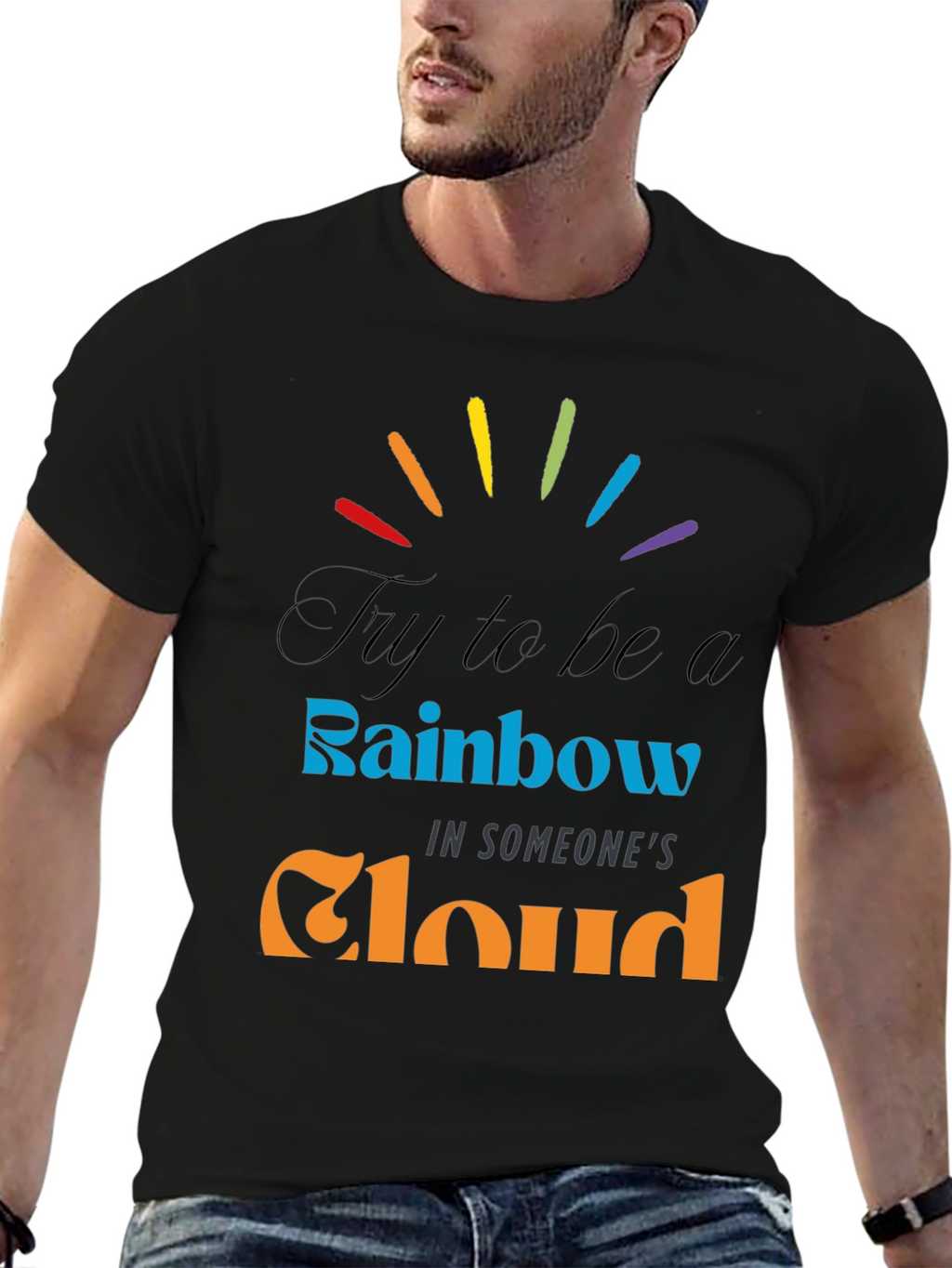 Rainbow Cloud Graphic Tee - Inspirational Comfort