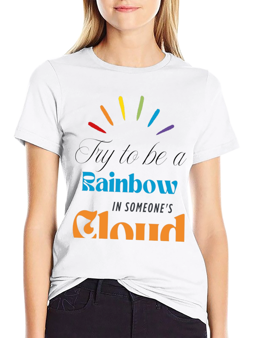 Rainbow Cloud Graphic Tee - Inspirational Comfort