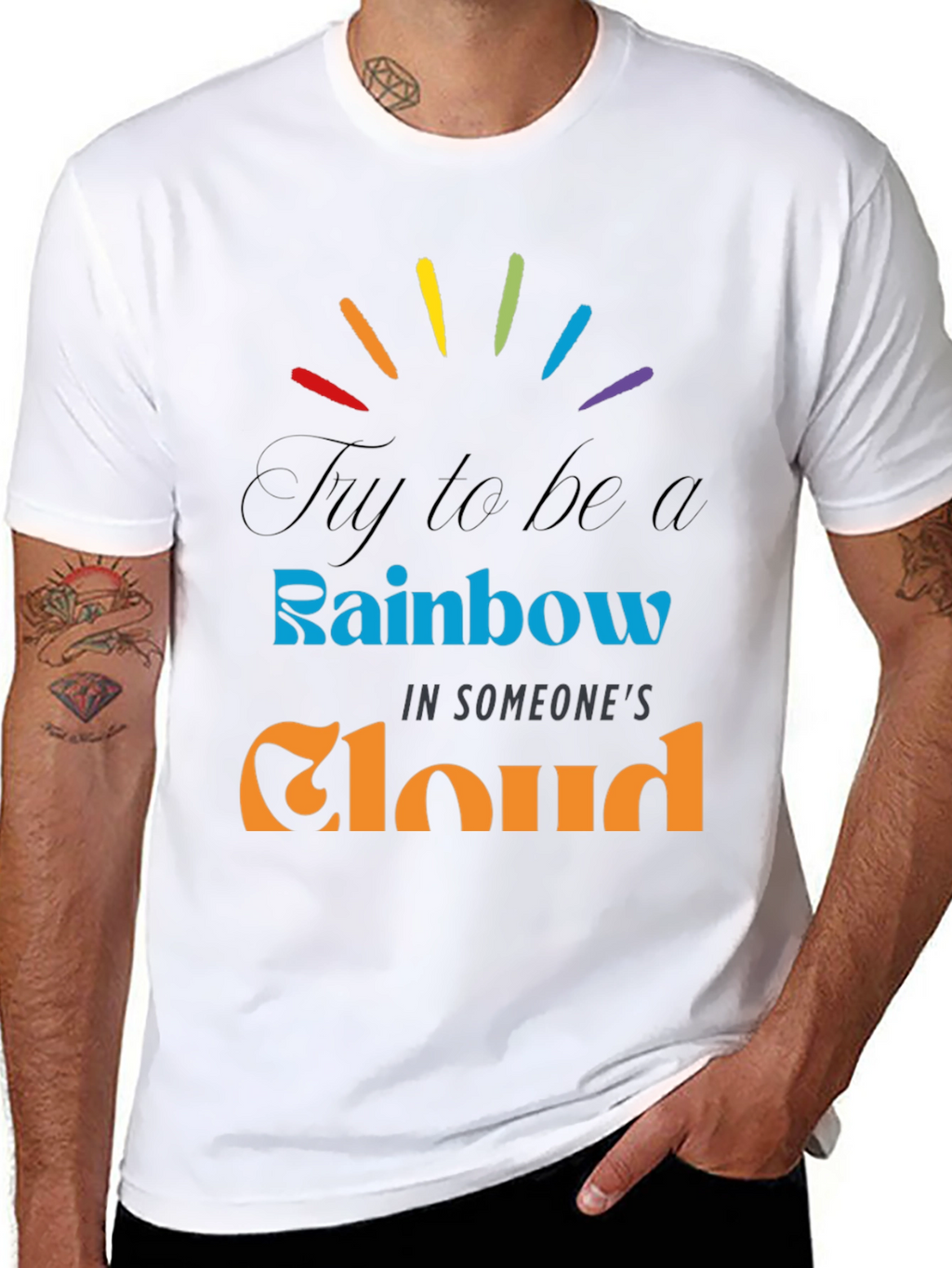 Rainbow Cloud Graphic Tee - Inspirational Comfort