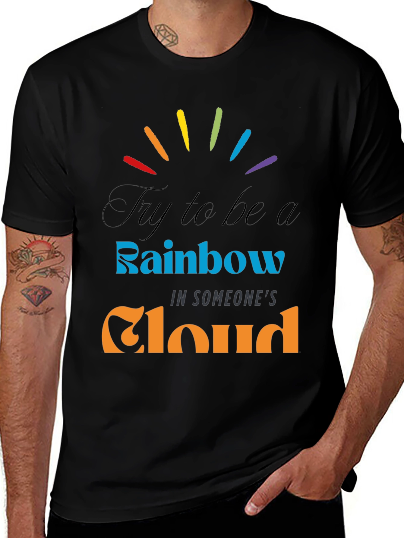 Rainbow Cloud Graphic Tee - Inspirational Comfort