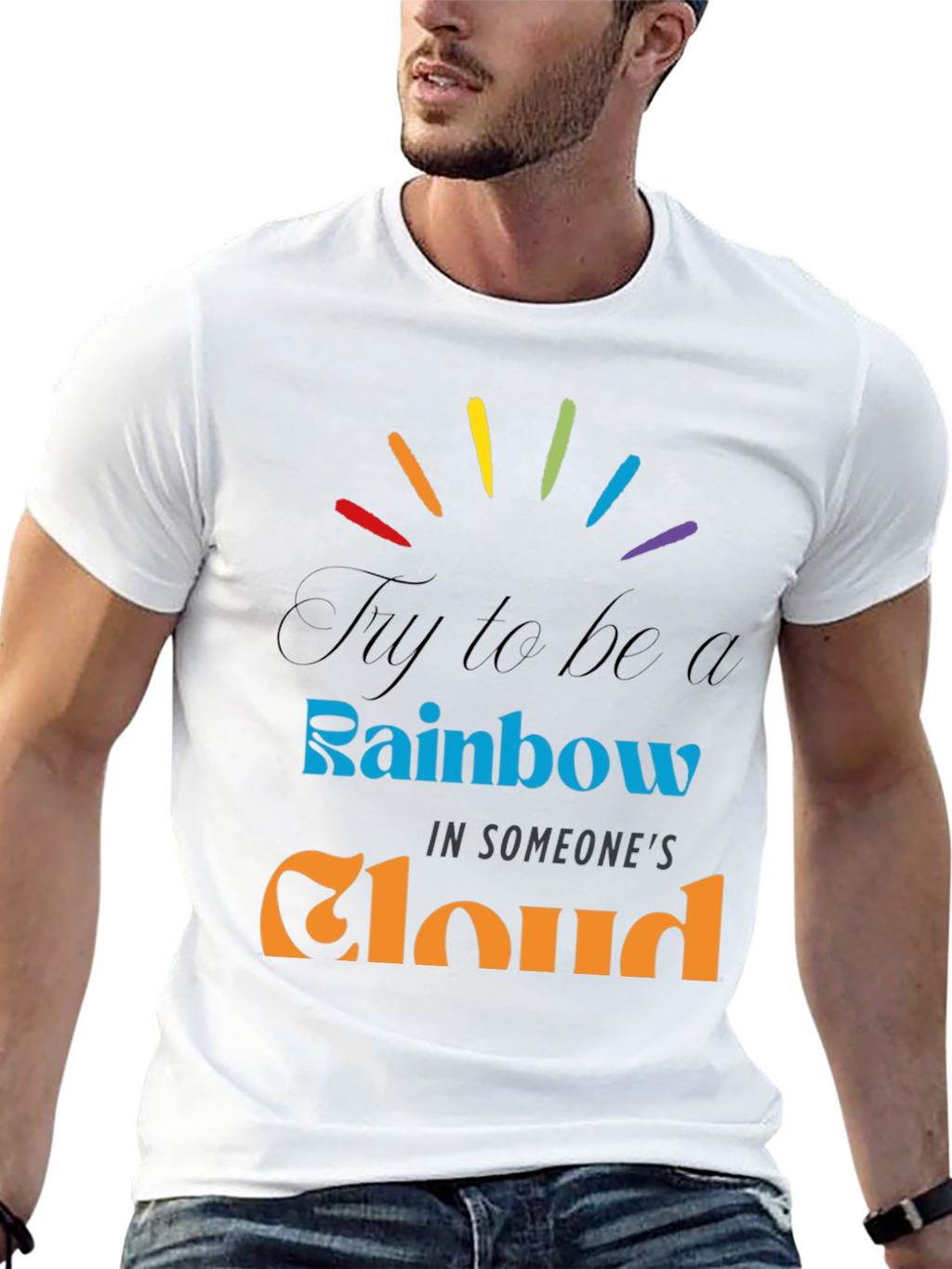 Rainbow Cloud Graphic Tee - Inspirational Comfort