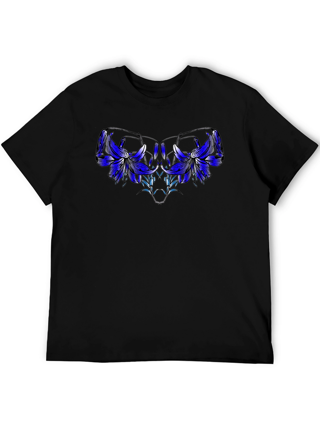 Black Floral Graphic Tee - Modern Artistic Design