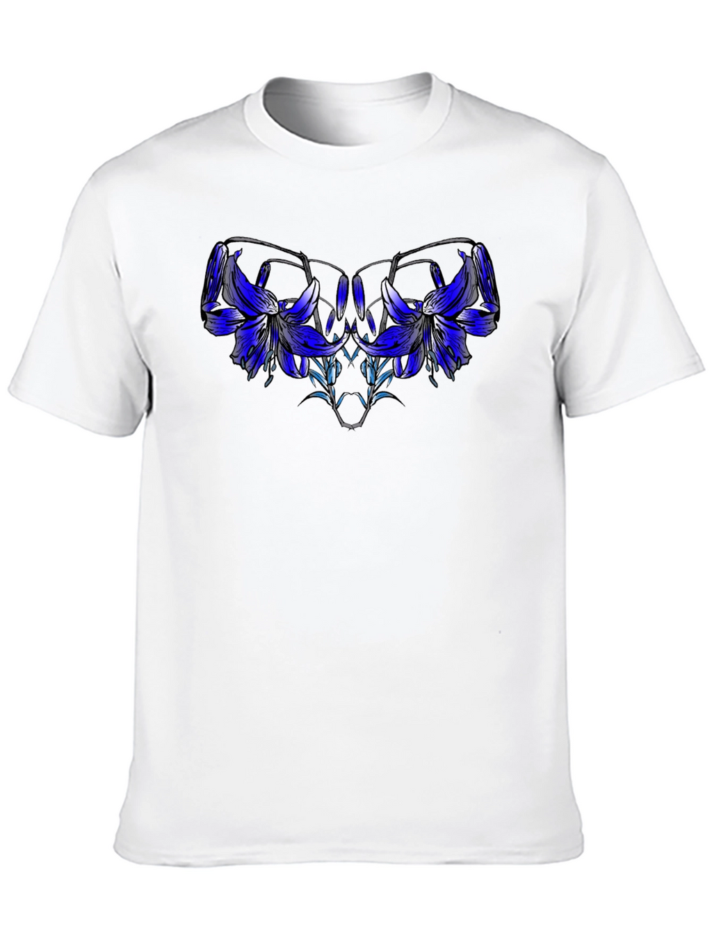 Black Floral Graphic Tee - Modern Artistic Design