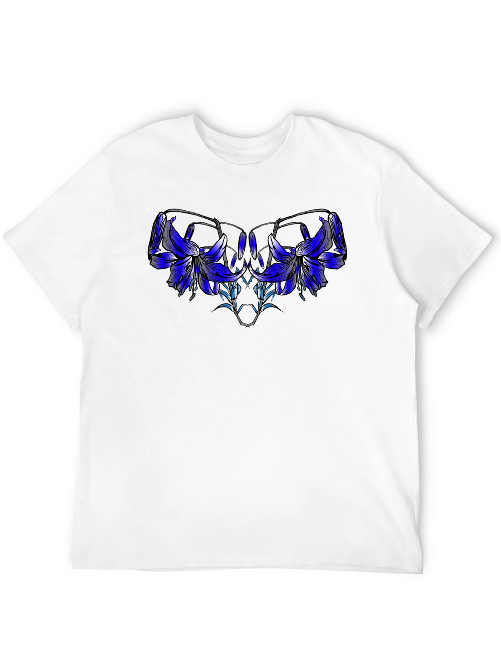 Black Floral Graphic Tee - Modern Artistic Design