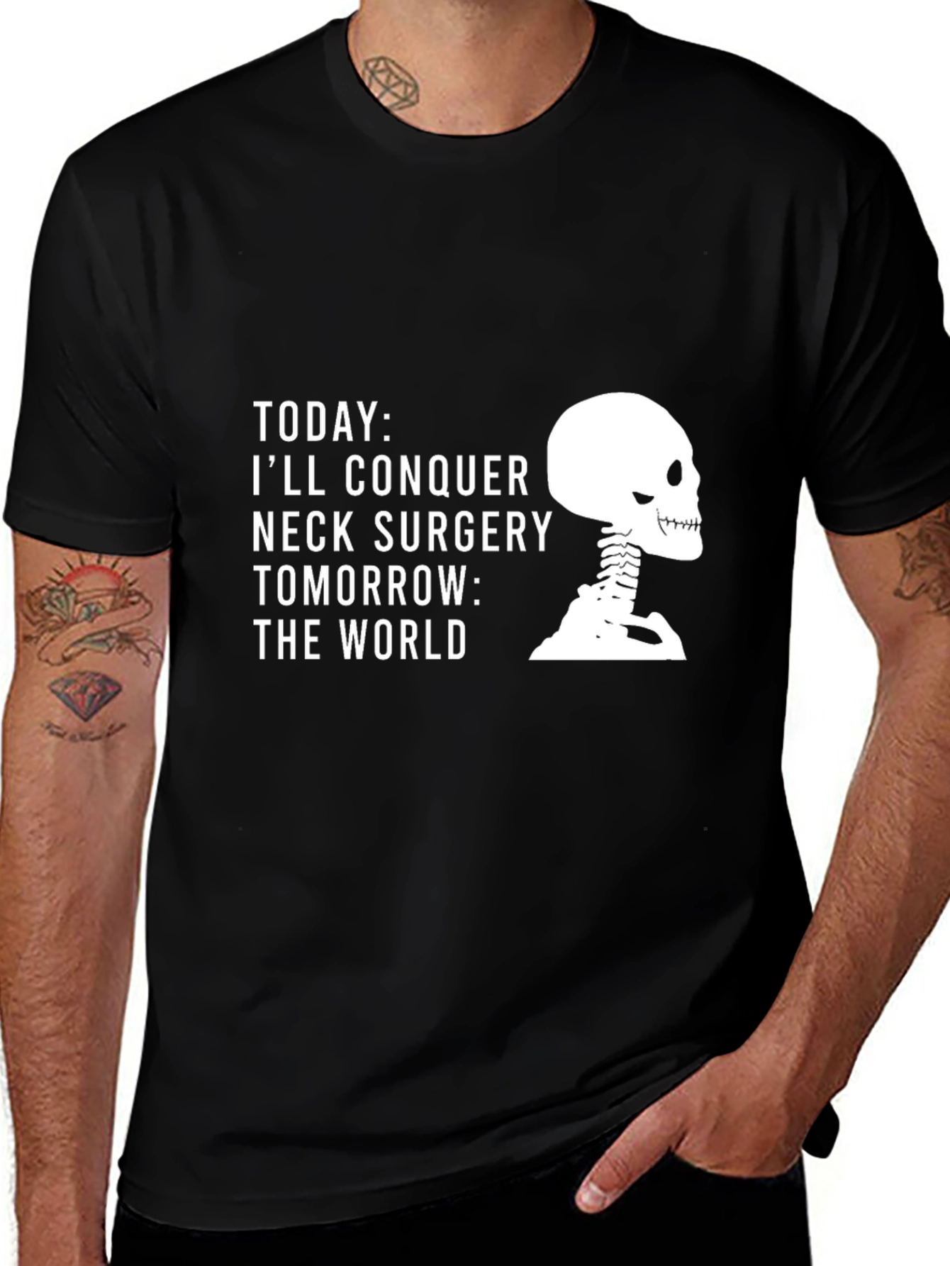 Neck Surgery Conqueror Skeleton Graphic T-Shirt