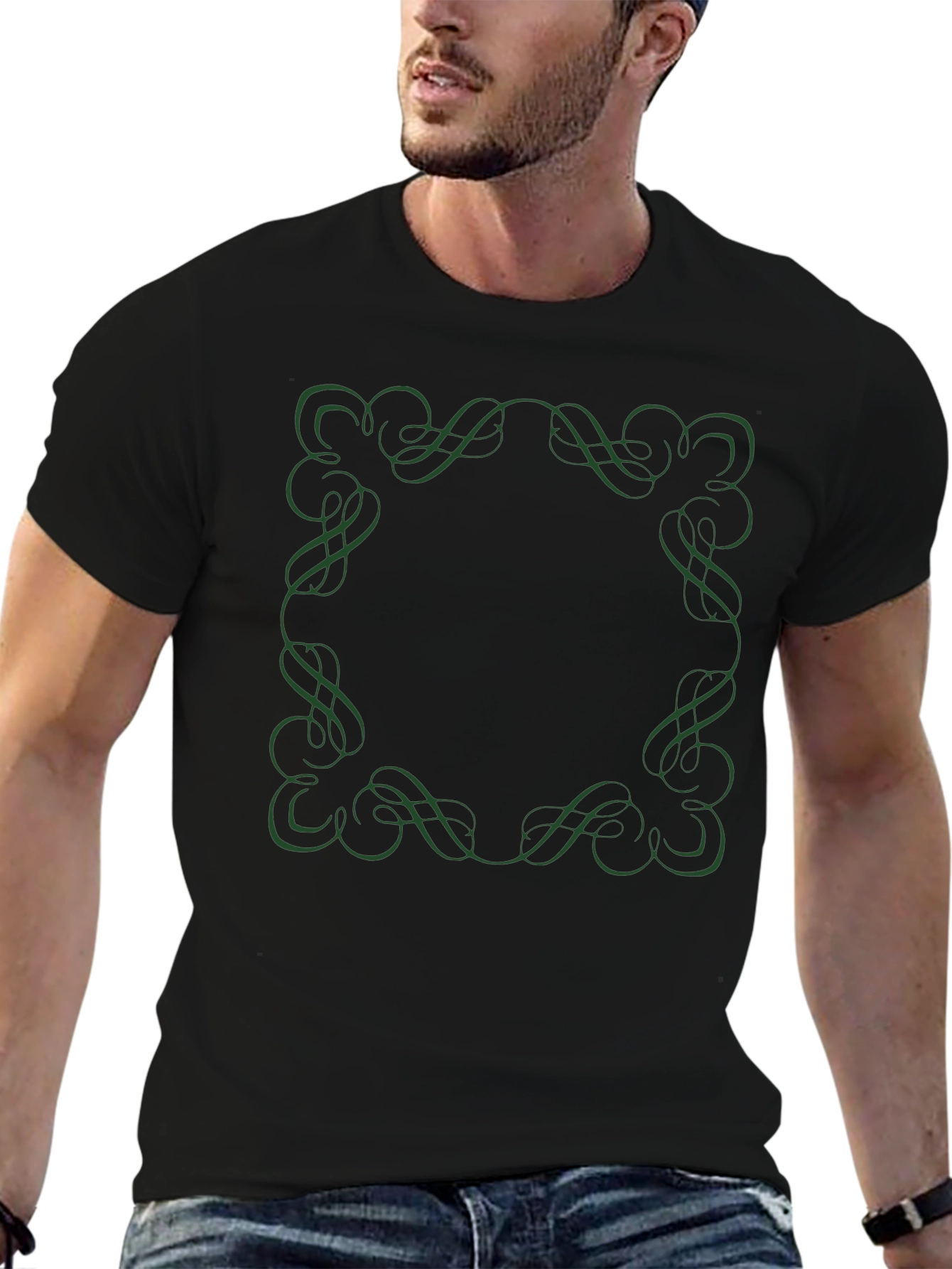 Elegant Frame Tee - Black Cotton Shirt