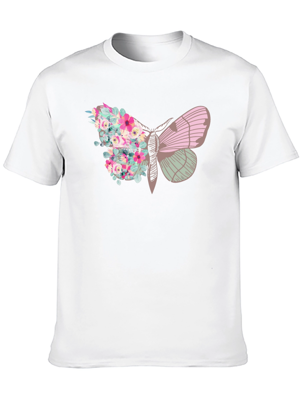 Floral Moth Graphic Tee - Trendy Black T-Shirt