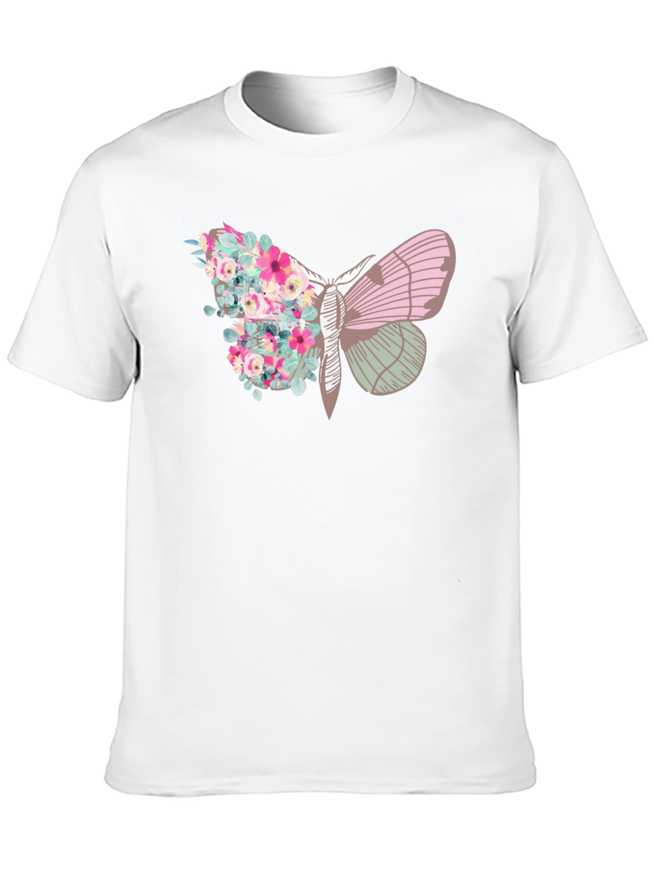 Floral Moth Graphic Tee - Trendy Black T-Shirt