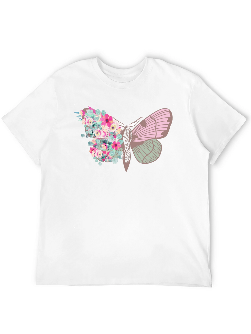 Floral Moth Graphic Tee - Trendy Black T-Shirt
