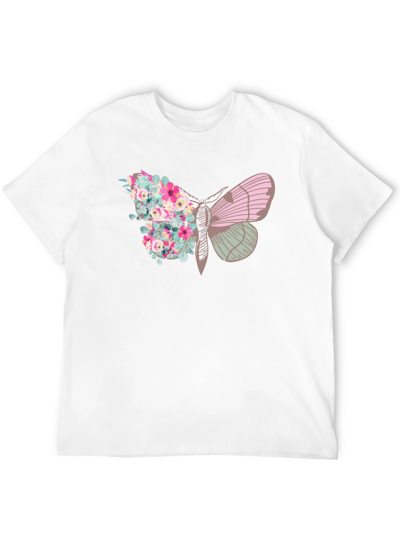 Floral Moth Graphic Tee - Trendy Black T-Shirt