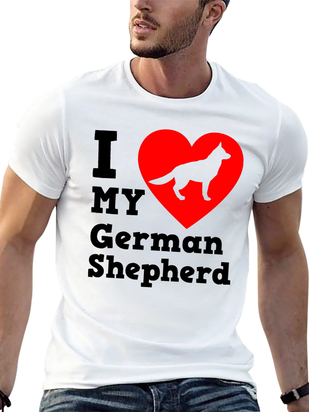 I Love My German Shepherd Black T-Shirt