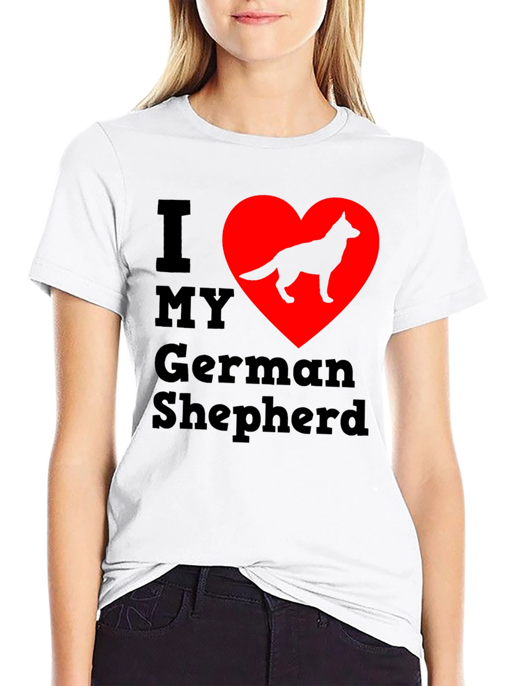 I Love My German Shepherd Black T-Shirt