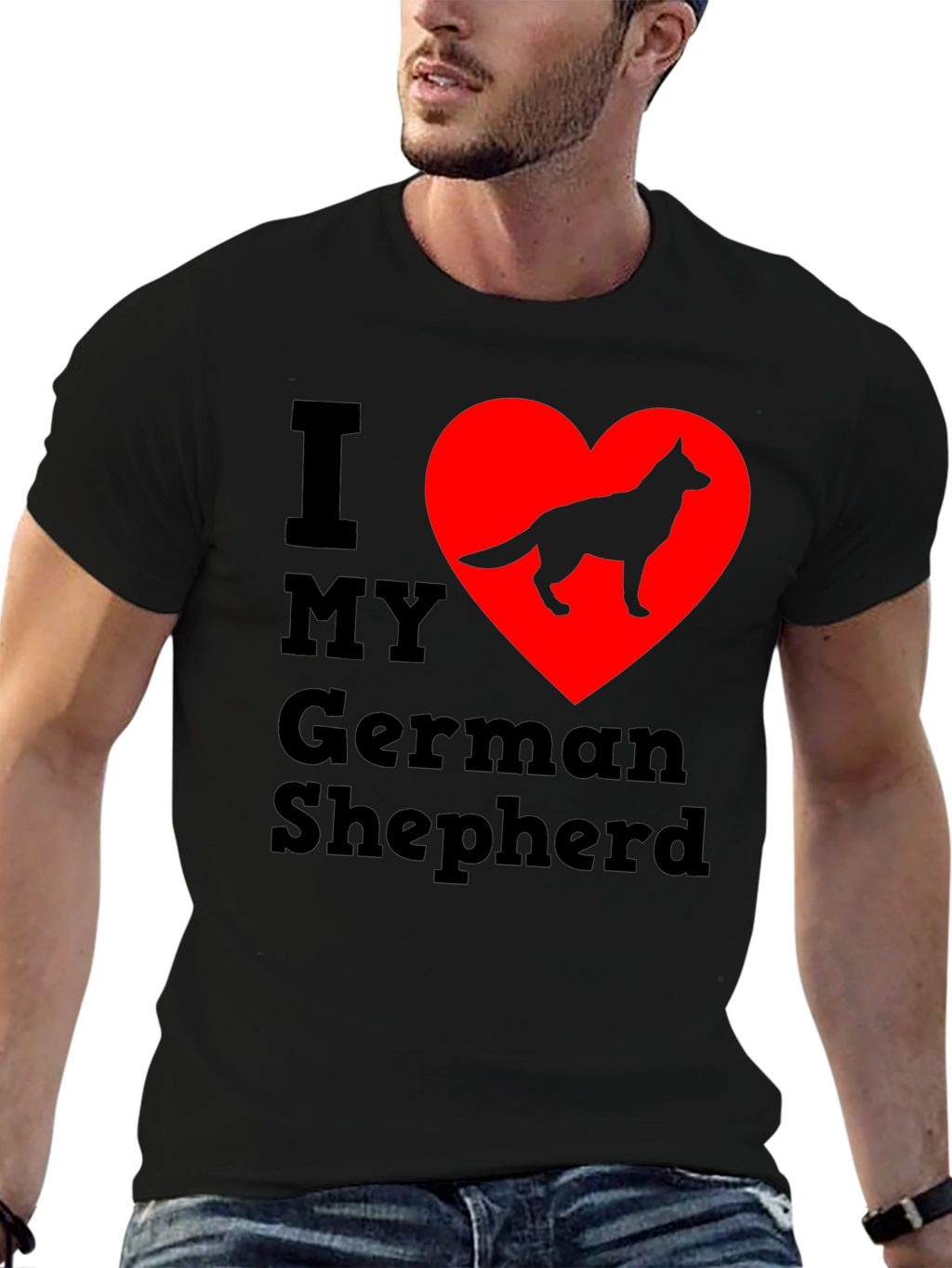 I Love My German Shepherd Black T-Shirt