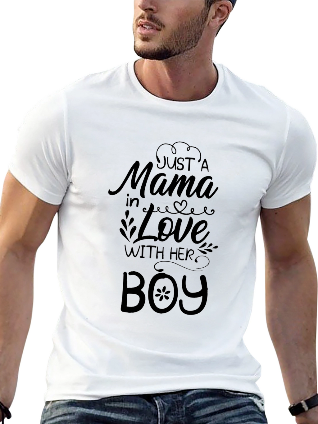 Mama in Love with Her Boy Black T-Shirt