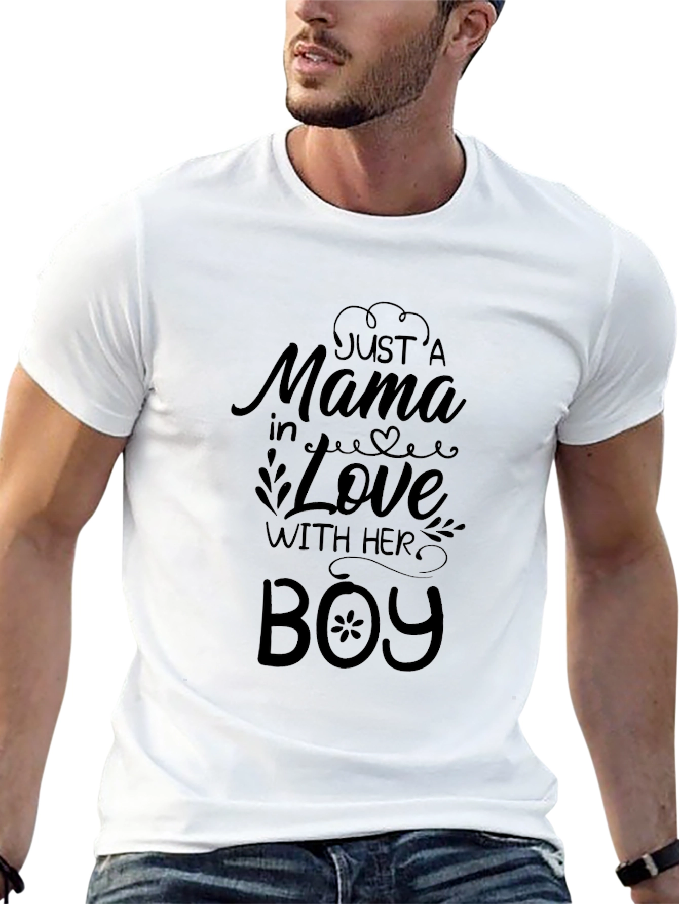 Mama in Love with Her Boy Black T-Shirt