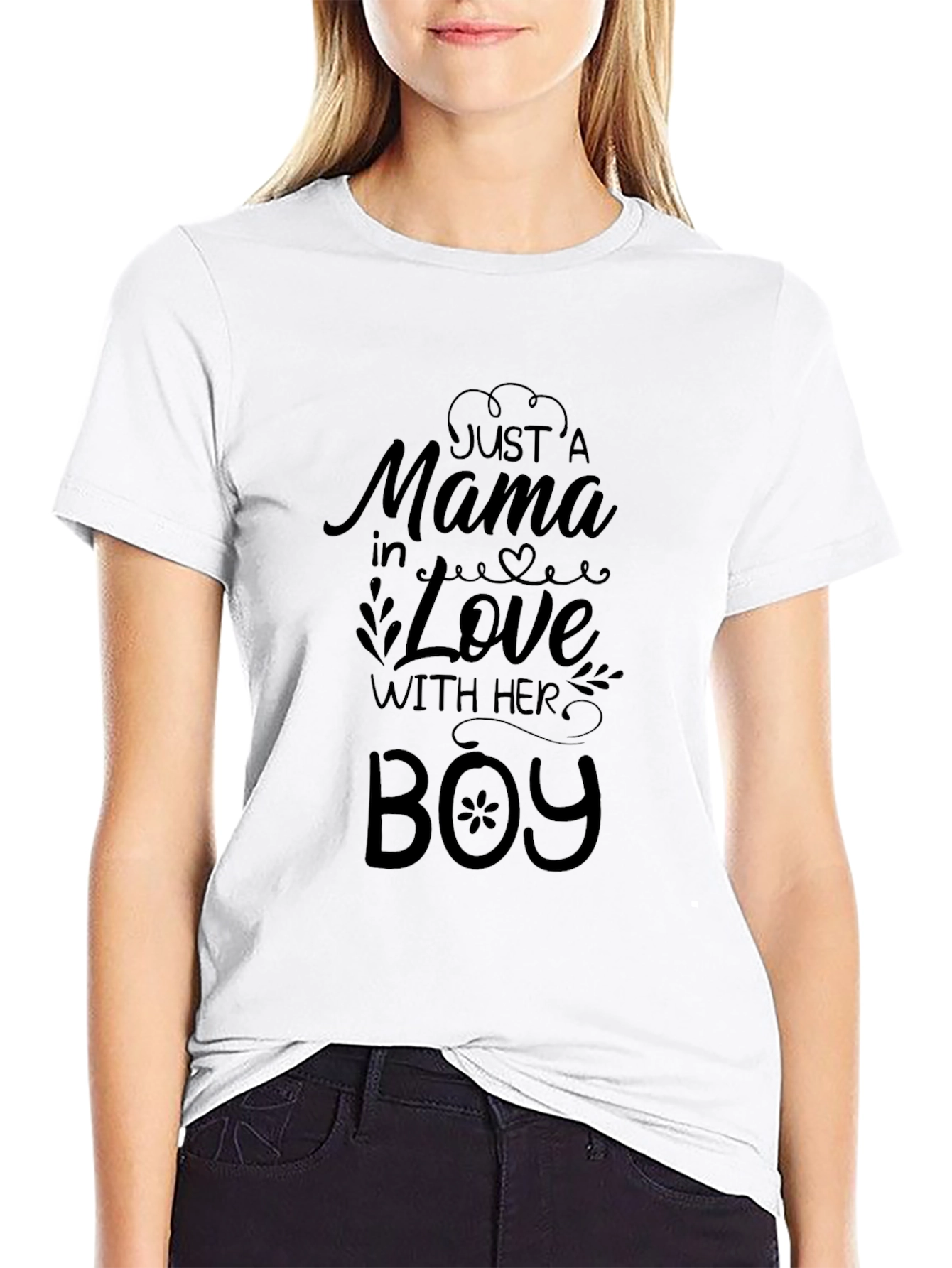 Mama in Love with Her Boy Black T-Shirt