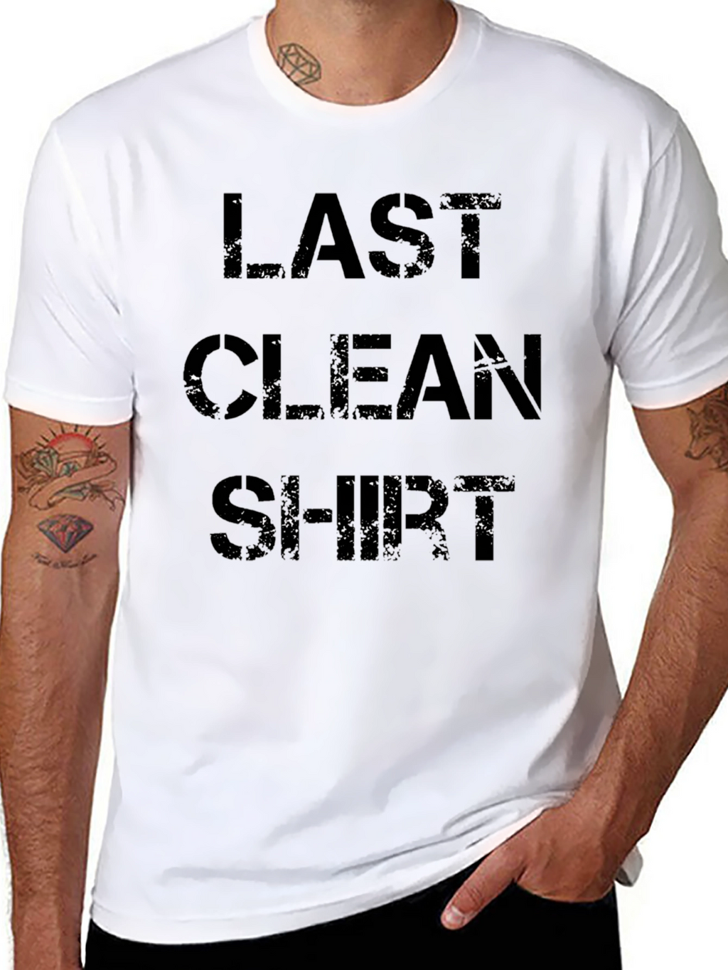 Last Clean Shirt Graphic Tee - Funny Distressed Design