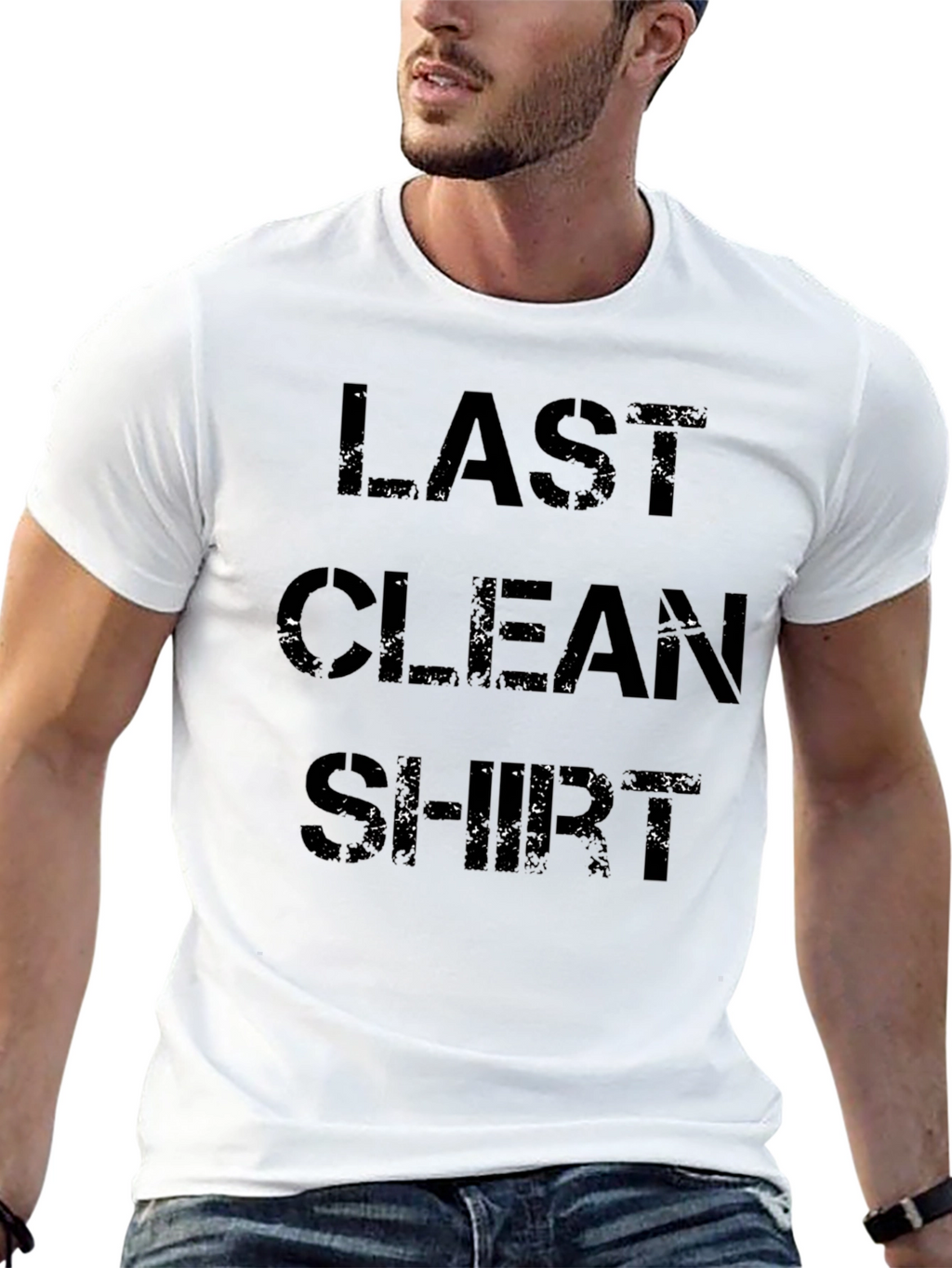 Last Clean Shirt Graphic Tee - Funny Distressed Design