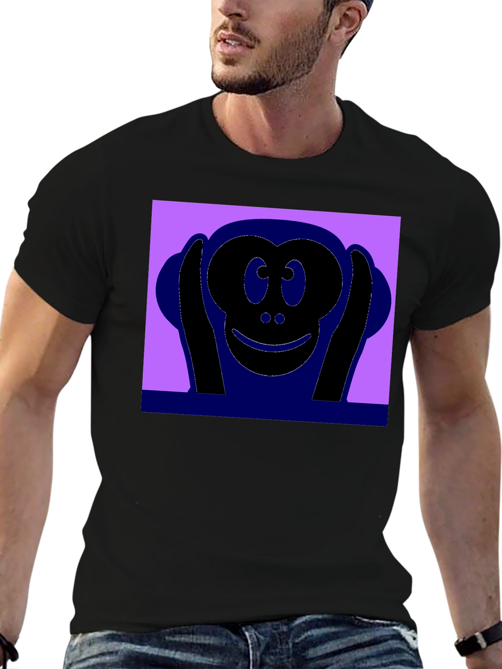 Hear No Evil Monkey Graphic Tee - Black