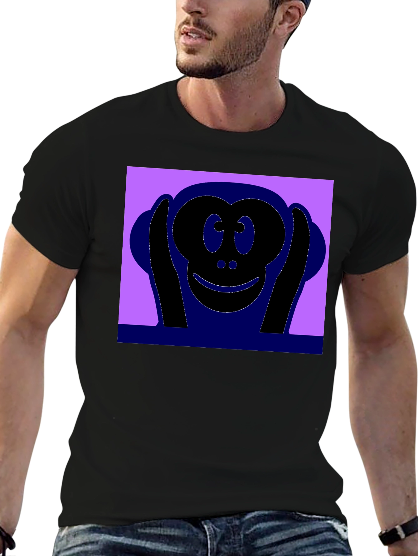 Hear No Evil Monkey Graphic Tee - Black