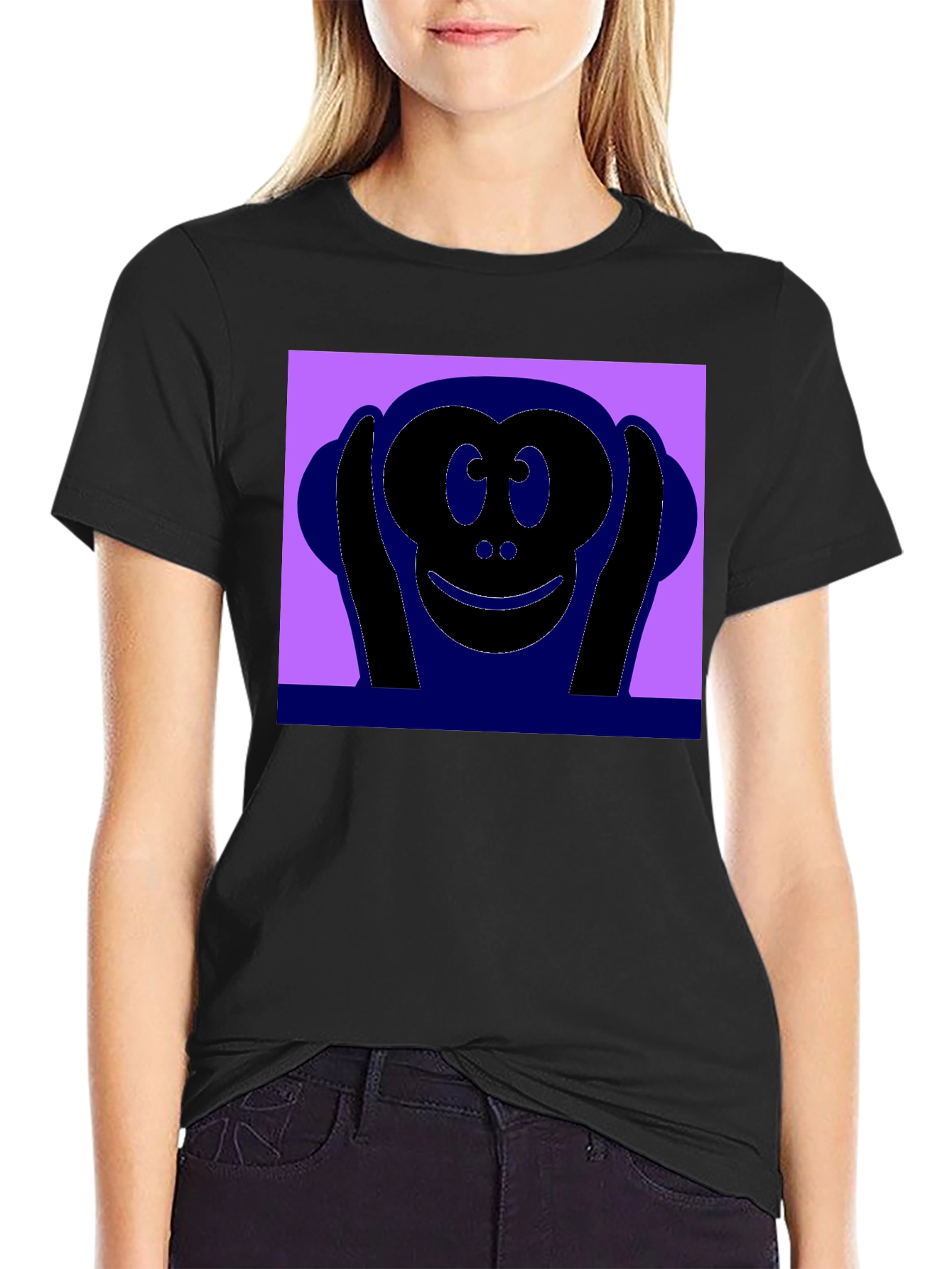 Hear No Evil Monkey Graphic Tee - Black