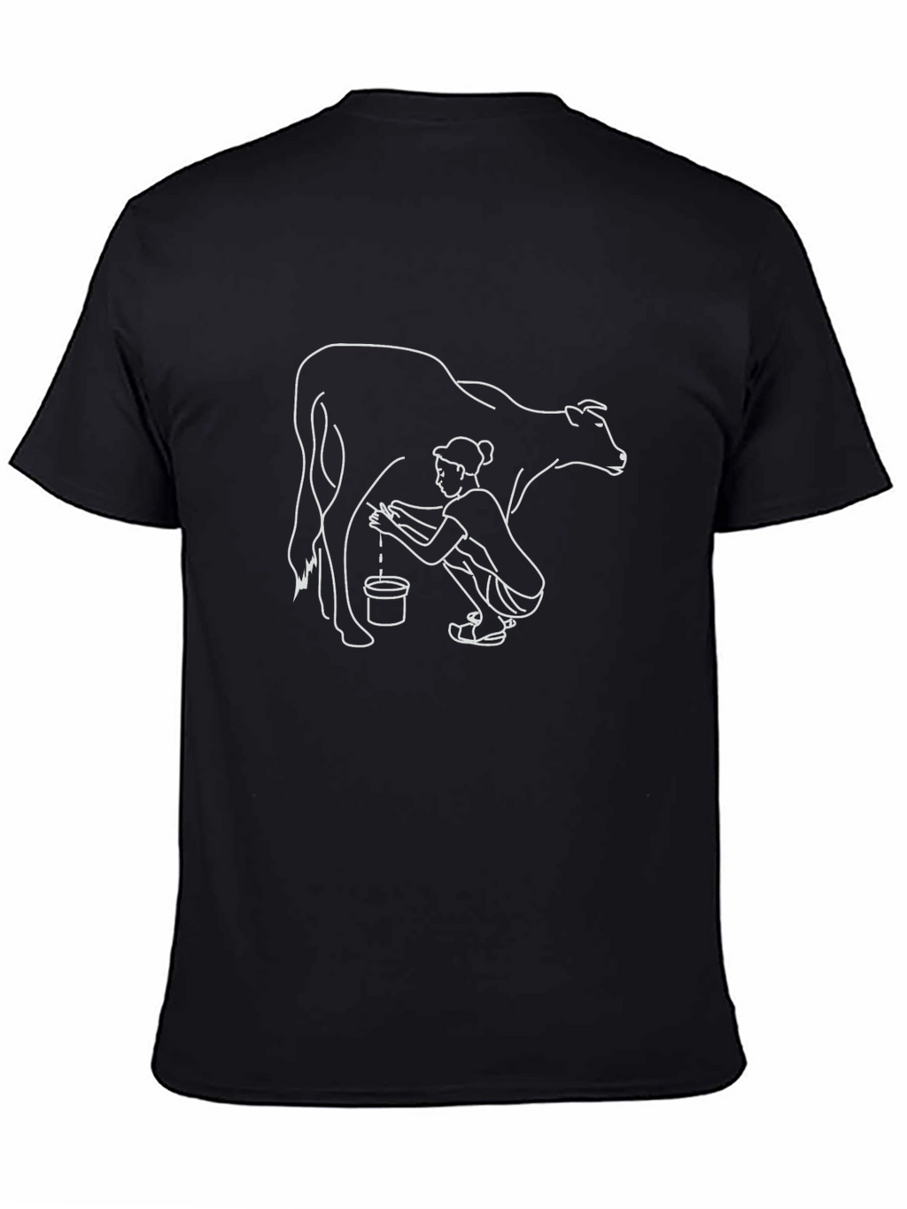 Black Graphic Tee - Milking Cow Design