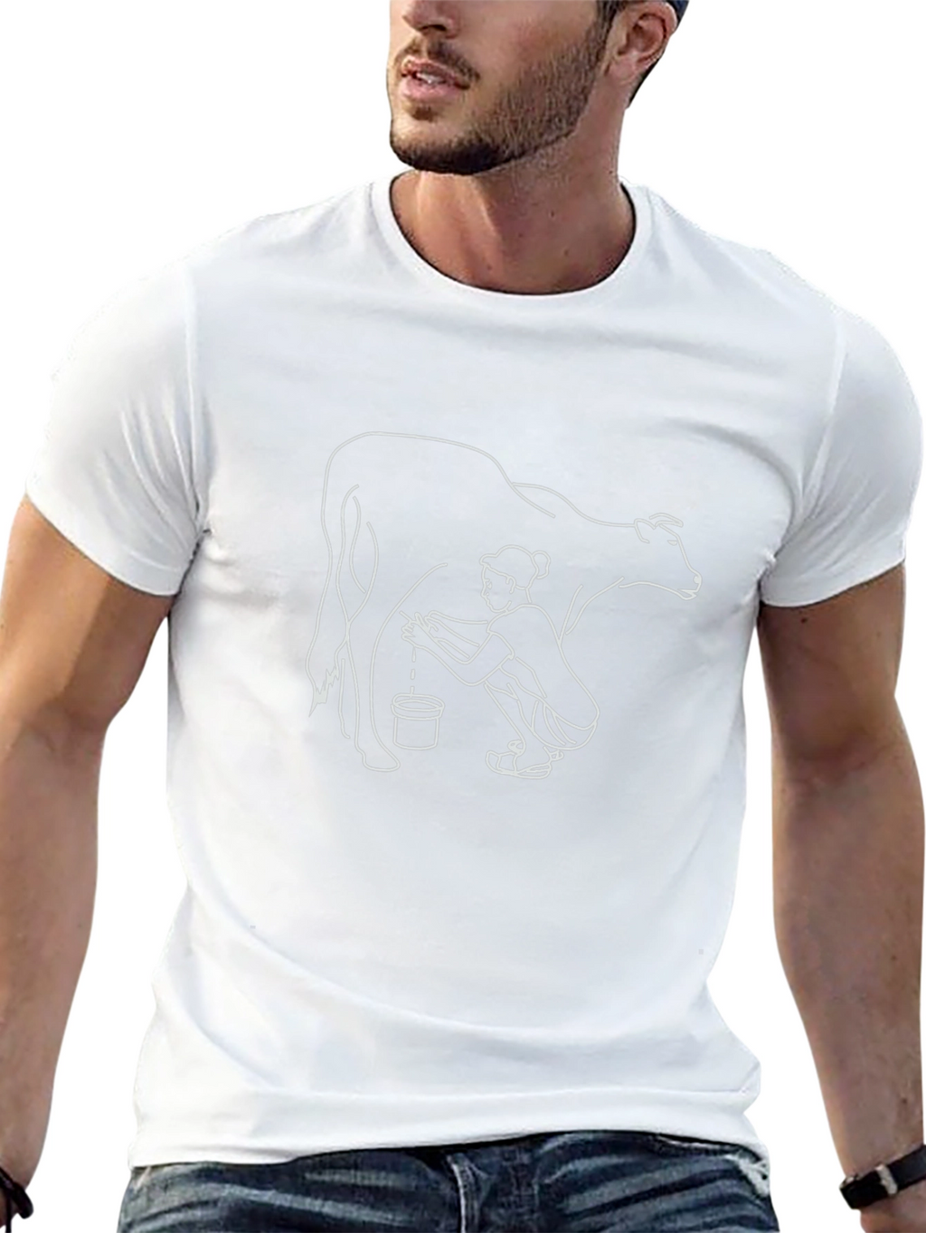 Black Graphic Tee - Milking Cow Design