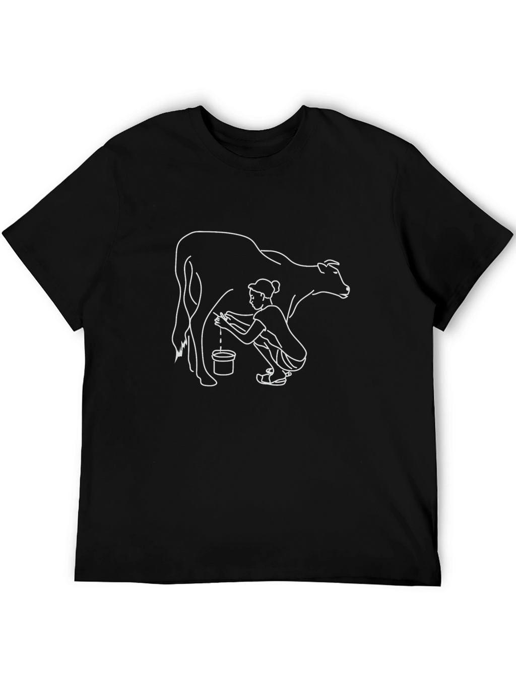 Black Graphic Tee - Milking Cow Design