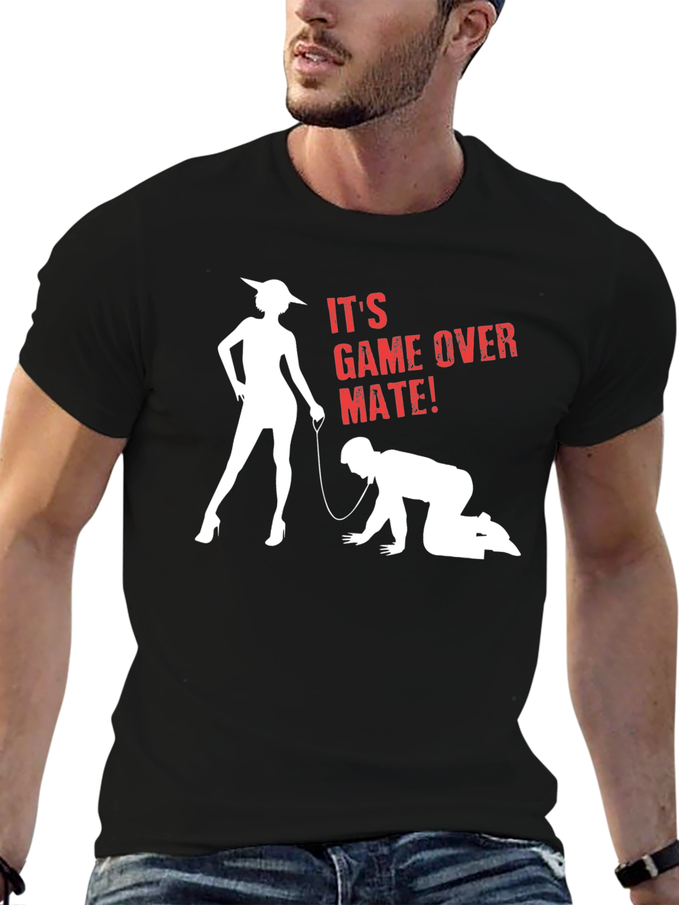 Humorous Game Over Mate Graphic T-Shirt