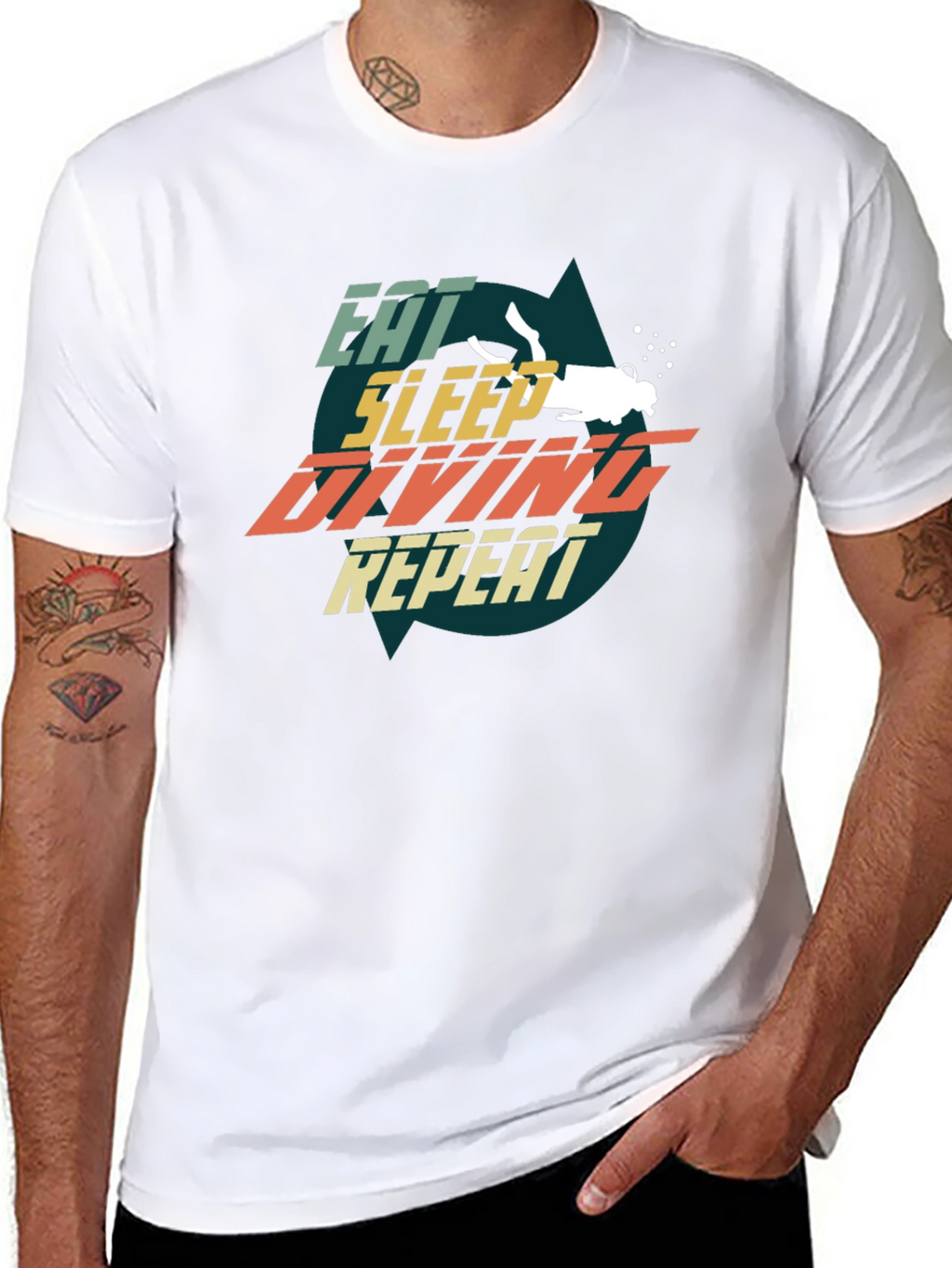 Eat Sleep Diving Repeat Black T-Shirt
