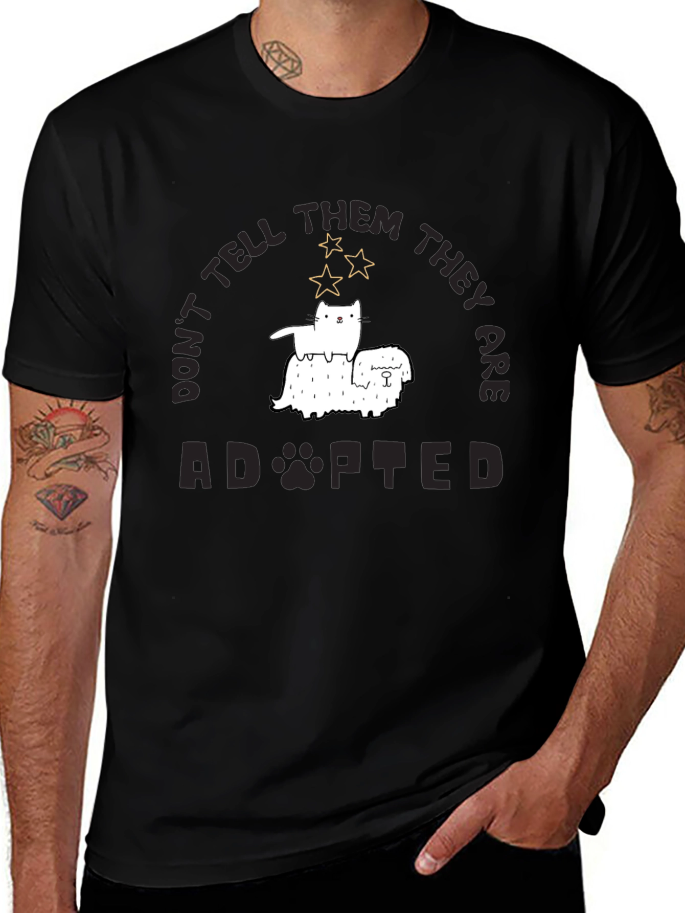 Adopted Pets Black Graphic Tee
