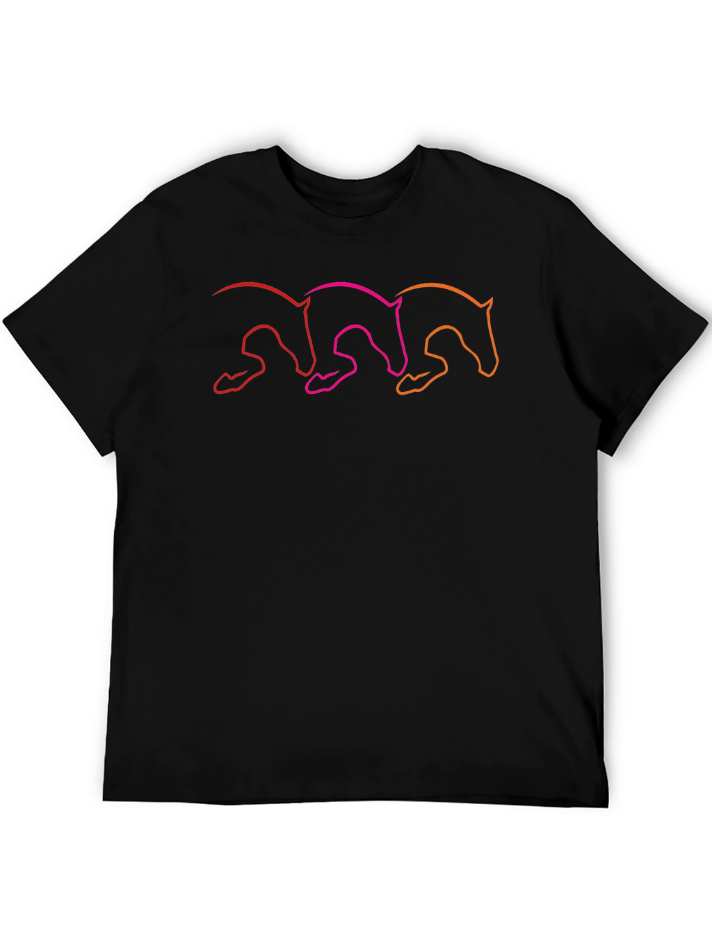 Stylish Black T-Shirt with Gradient Horse Design