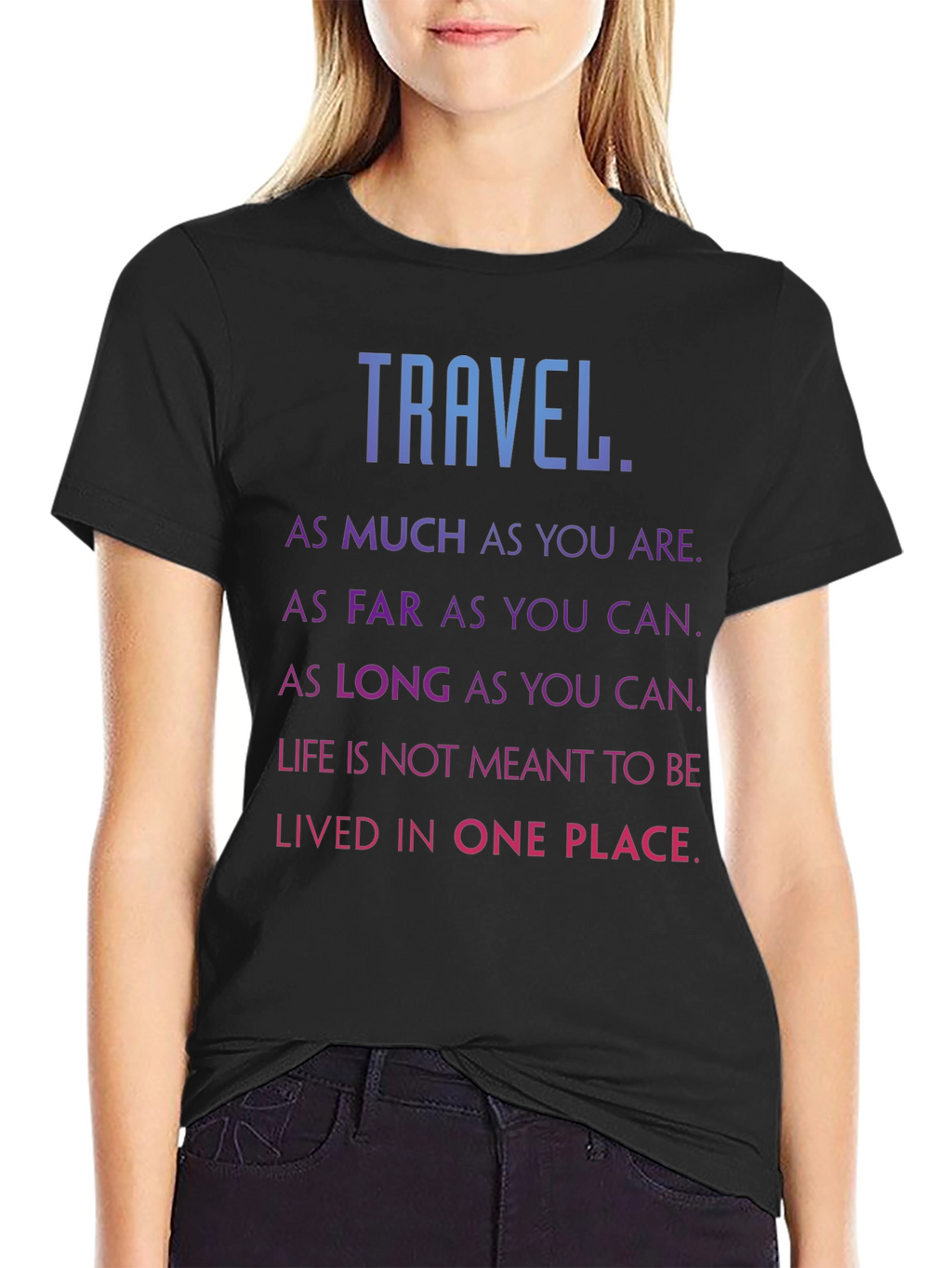 Travel Inspired Black Graphic Tee Shirt