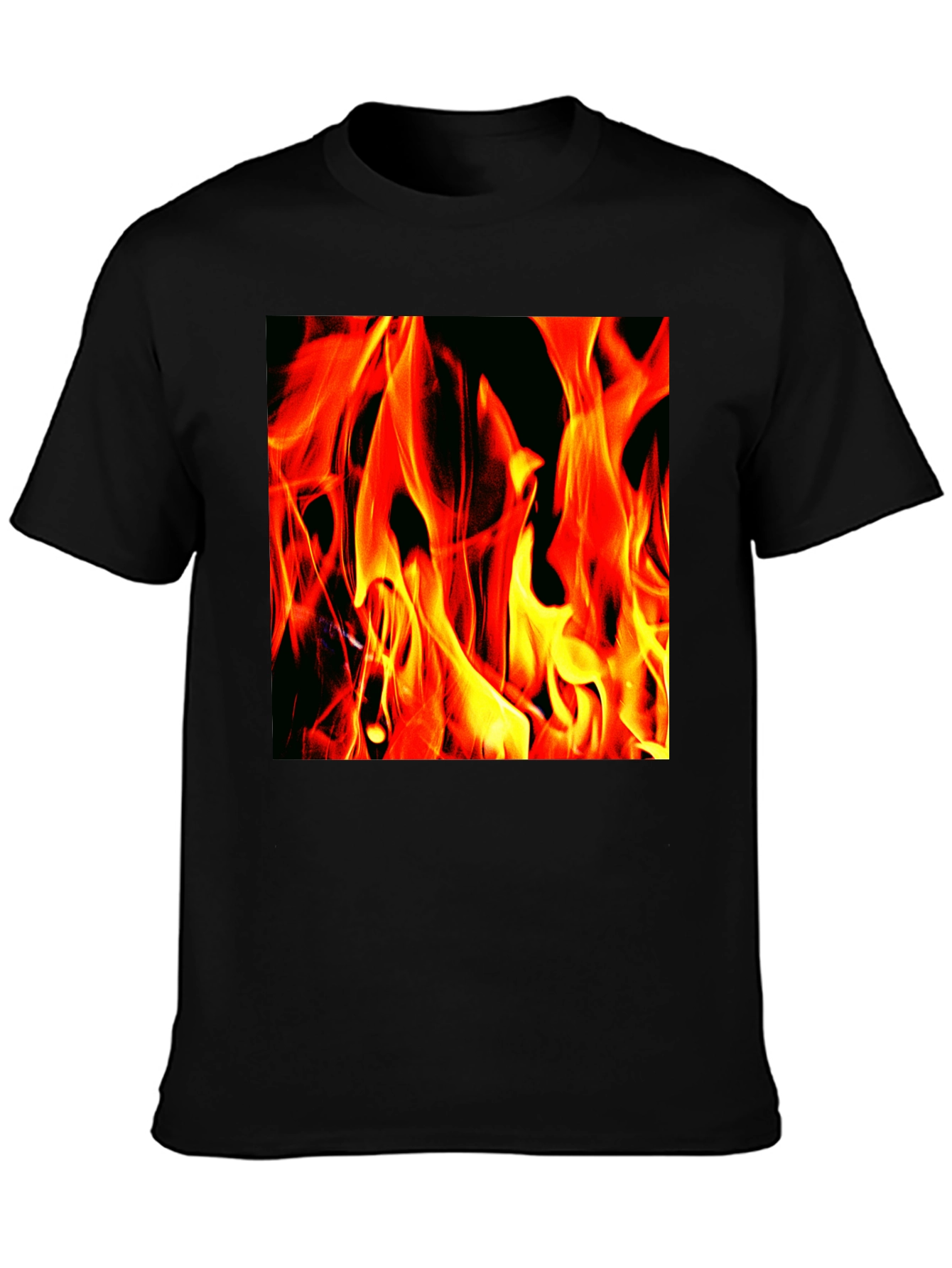 Fiery Flames Graphic T-Shirt - Bold Black Tee