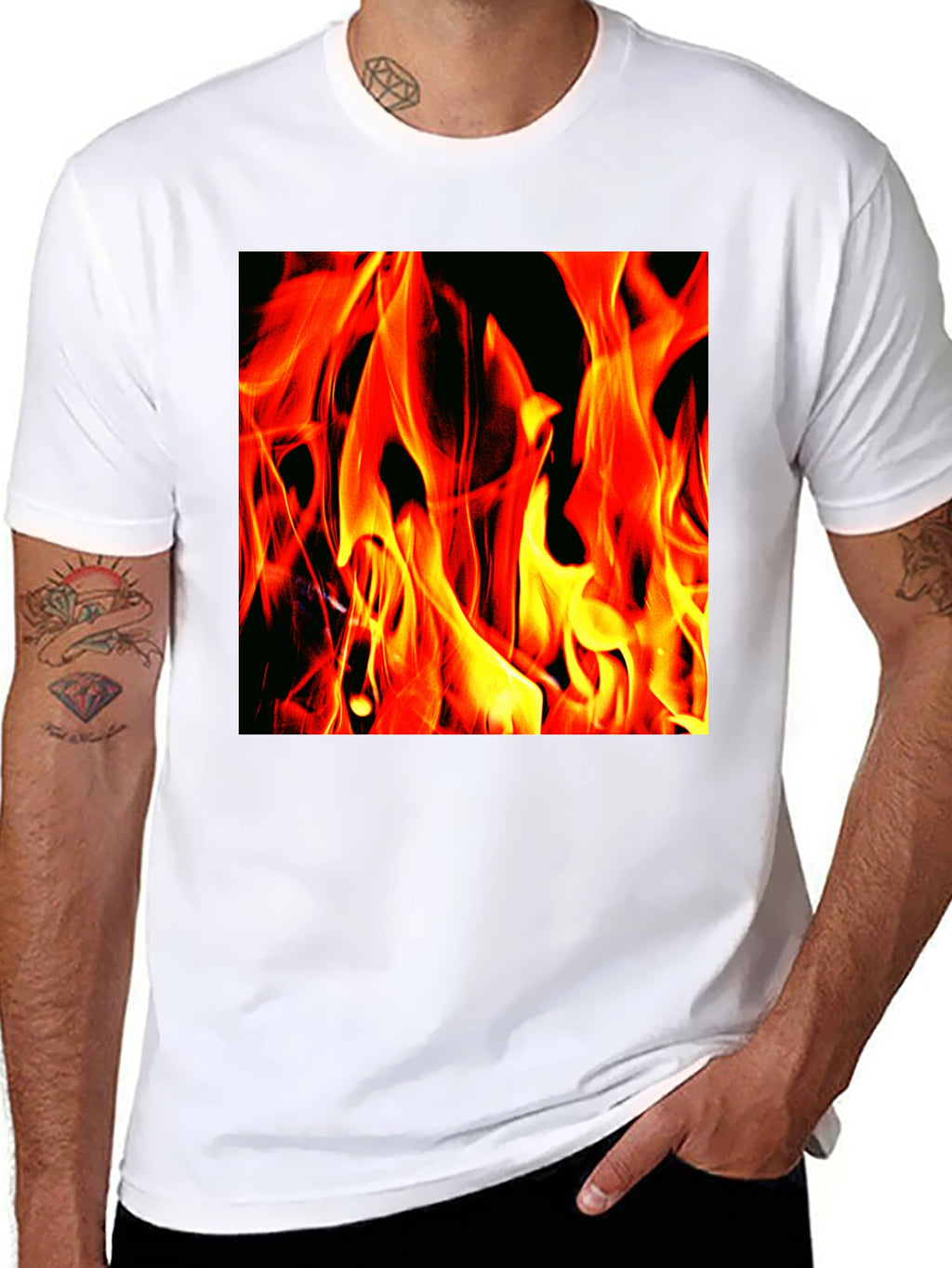 Fiery Flames Graphic T-Shirt - Bold Black Tee