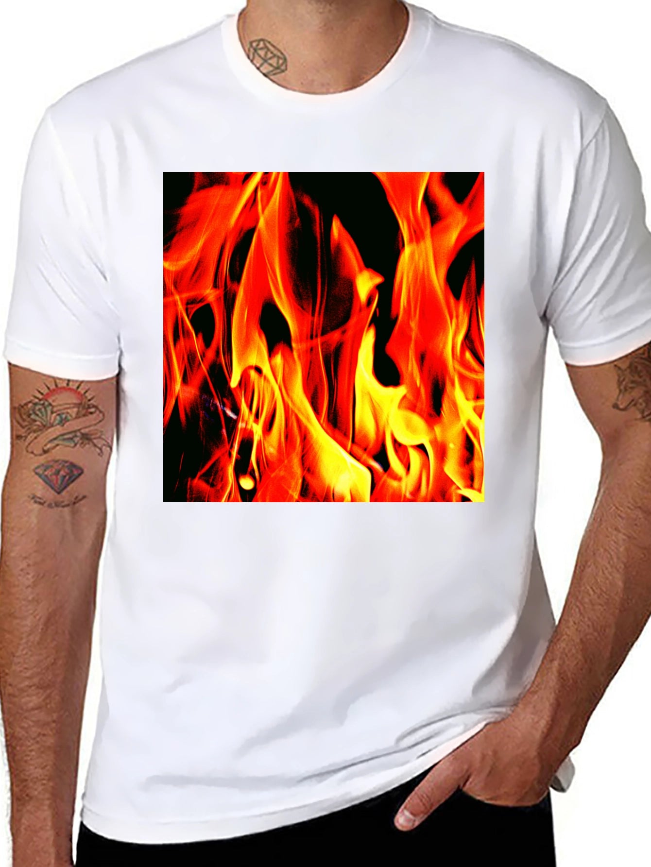 Fiery Flames Graphic T-Shirt - Bold Black Tee