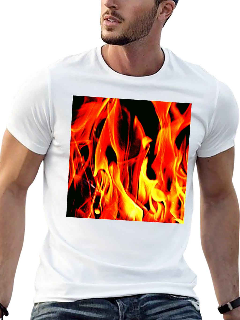Fiery Flames Graphic T-Shirt - Bold Black Tee