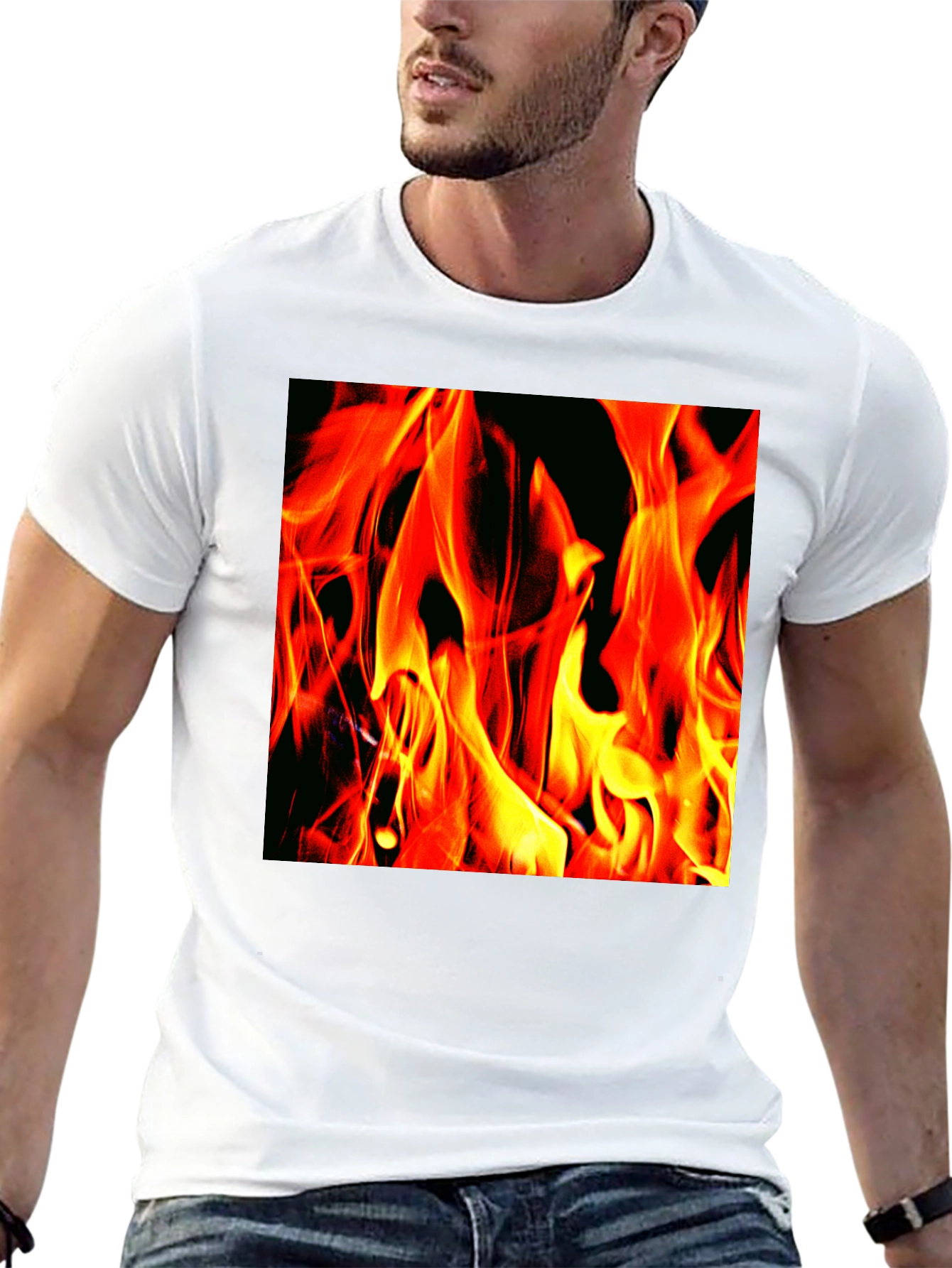 Fiery Flames Graphic T-Shirt - Bold Black Tee