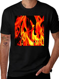 Fiery Flames Graphic T-Shirt - Bold Black Tee