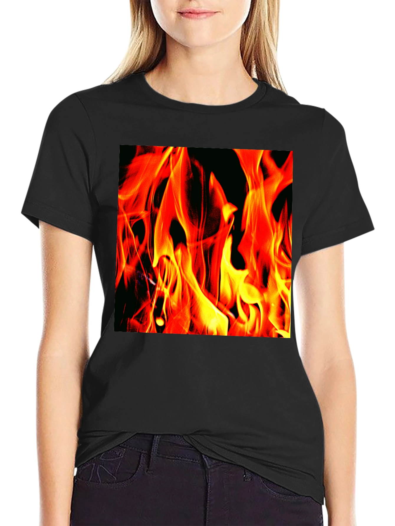 Fiery Flames Graphic T-Shirt - Bold Black Tee