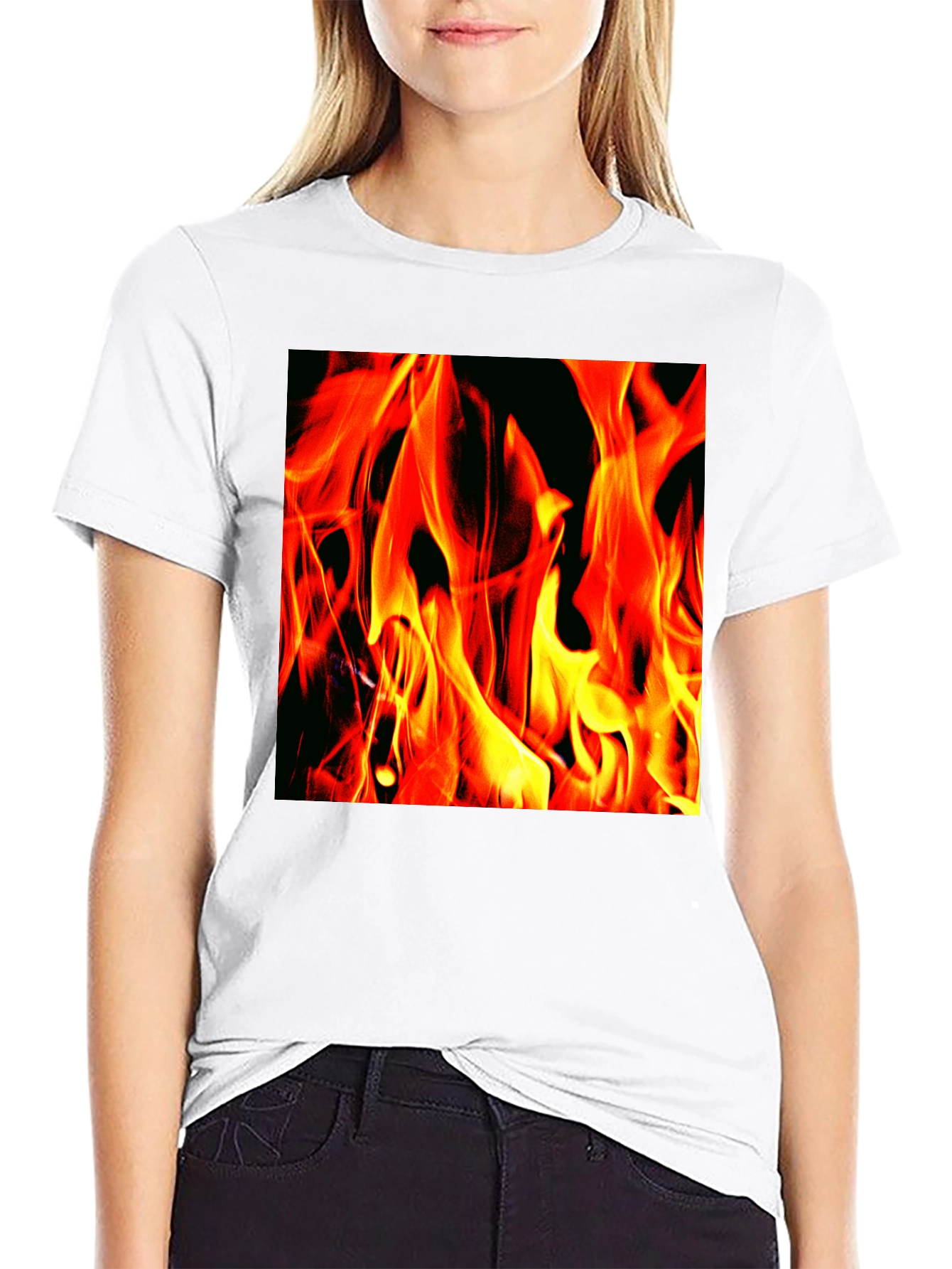Fiery Flames Graphic T-Shirt - Bold Black Tee