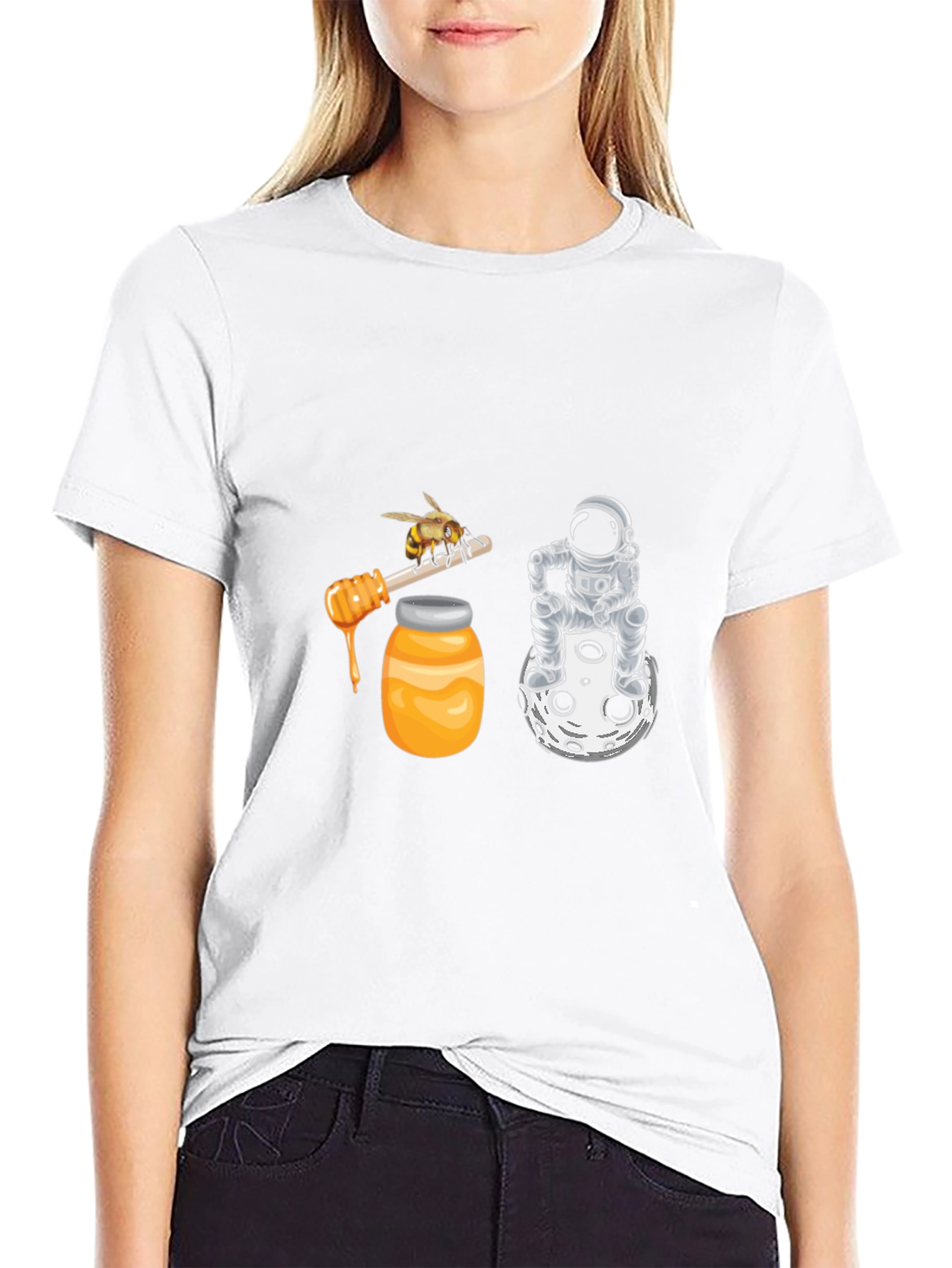 Astronaut & Honey Bee Graphic Tee - Black