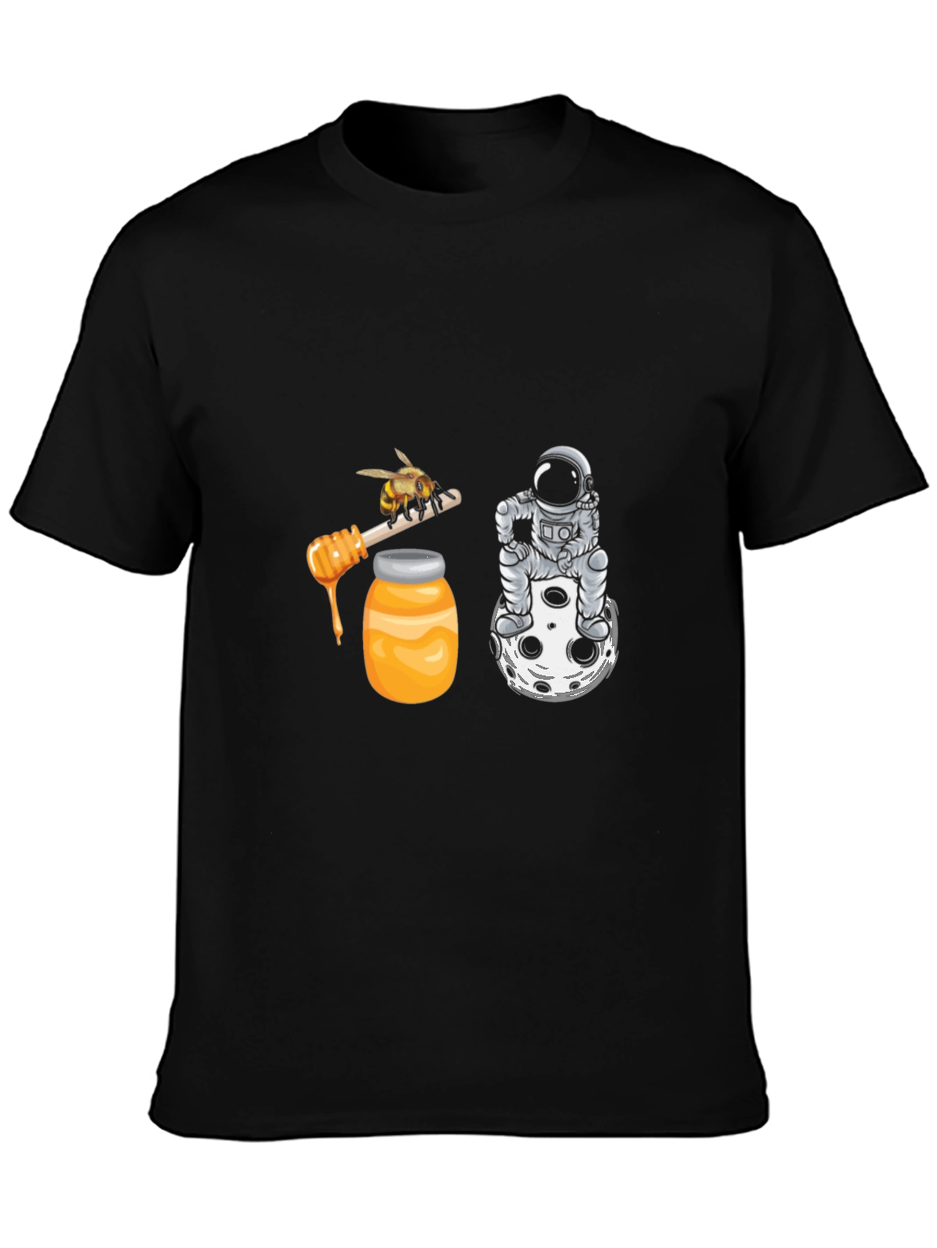 Astronaut & Honey Bee Graphic Tee - Black