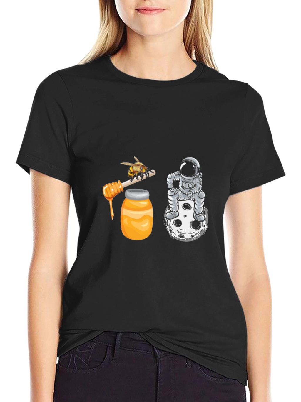 Astronaut & Honey Bee Graphic Tee - Black
