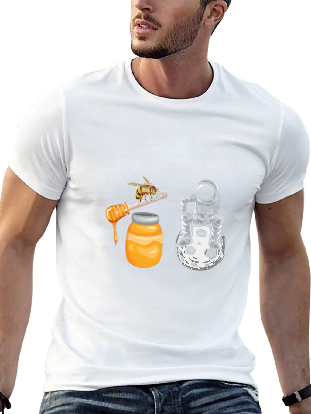Astronaut & Honey Bee Graphic Tee - Black