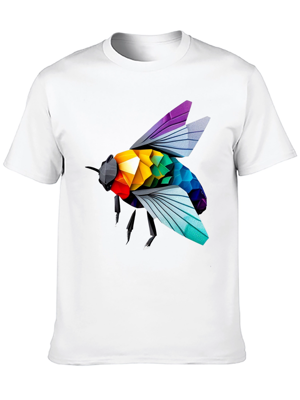 Rainbow Bee Graphic T-Shirt - Stylish Black Tee